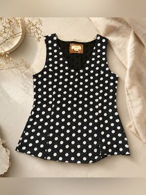 Anthropologie Maeve Black & White Polka Dot Sleeveless Top
NWOT • Size Small